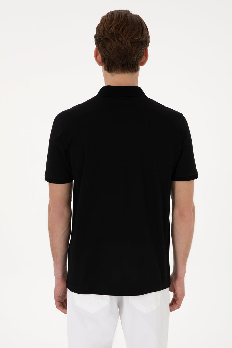 Tricou Polo Barbat Negru Cu Logo Brodat