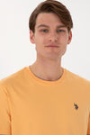 Tricou Barbat Galben Cu Guler Rotund Si Logo Brodat