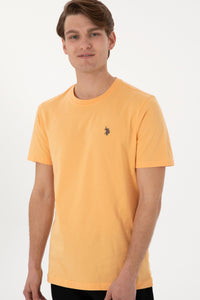 Tricou Barbat Galben Cu Guler Rotund Si Logo Brodat