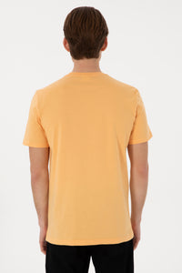 Tricou Barbat Galben Cu Guler Rotund Si Logo Brodat