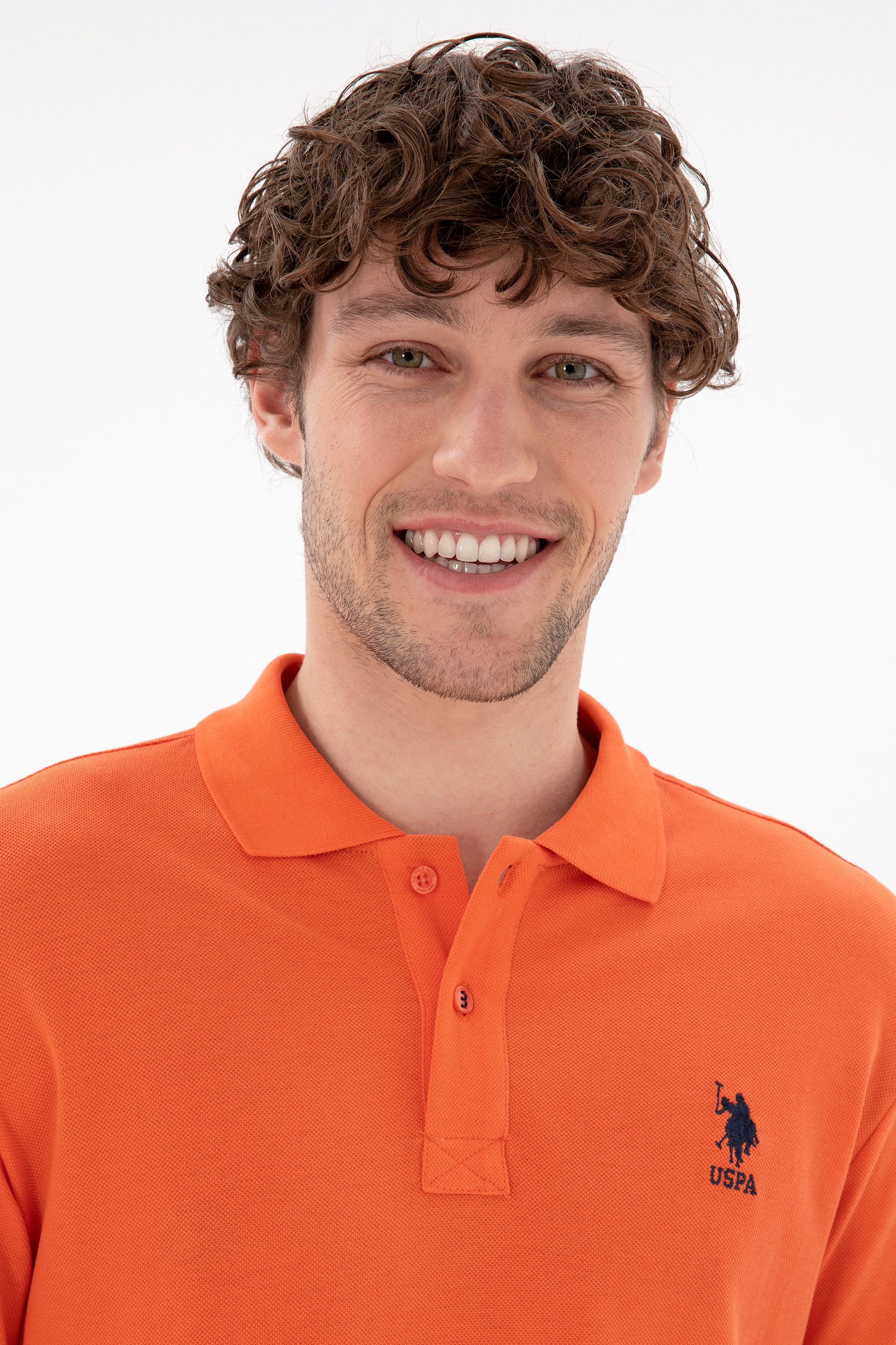 Tricou Polo Barbat Portocaliu Aprins Cu Logo Brodat U.S. Polo Assn