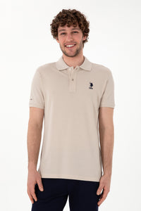Tricou Polo Bărbați Bej cu Logo Brodat