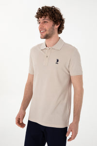 Tricou Polo Bărbați Bej cu Logo Brodat