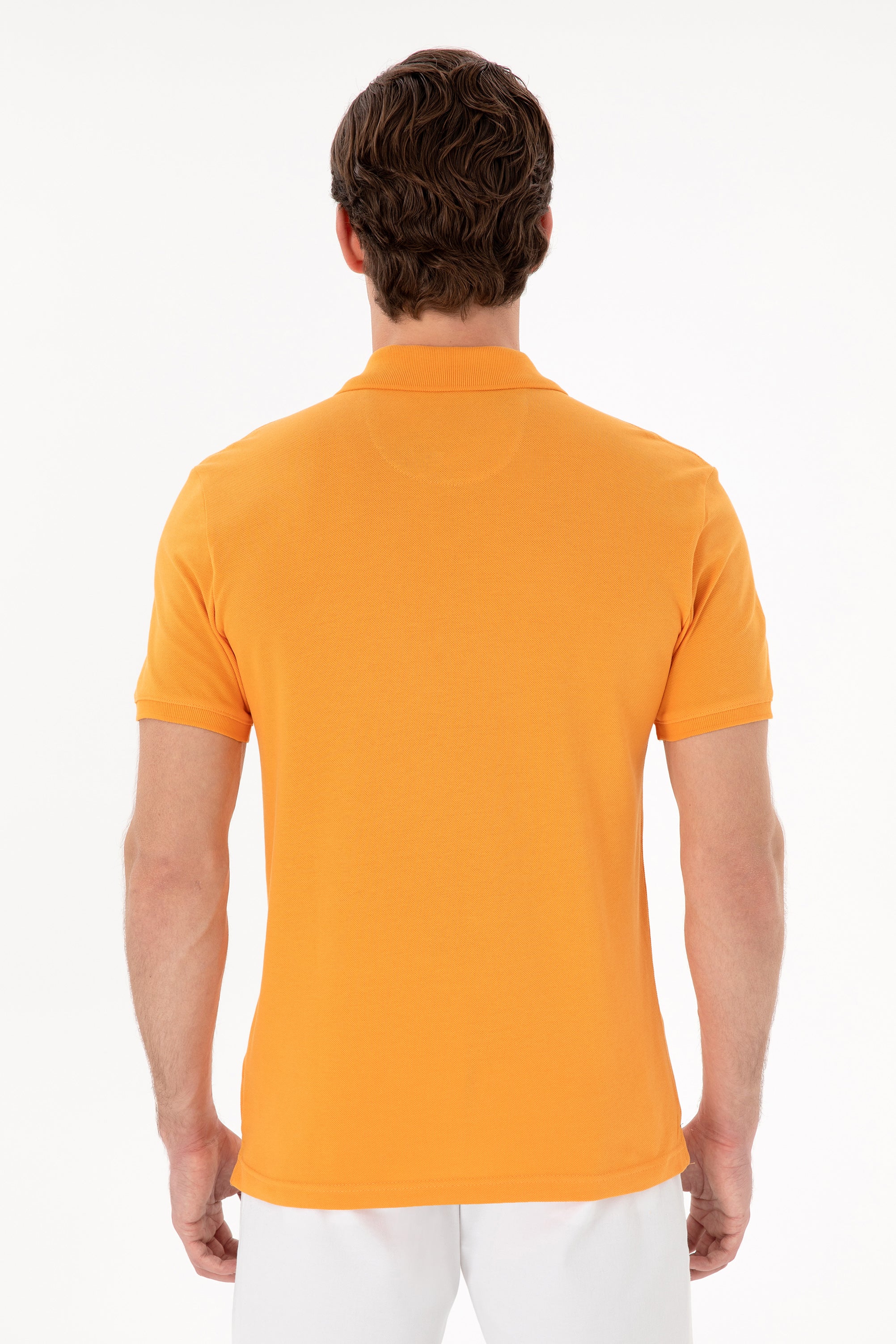 Tricou Polo Bărbați Pe Orange Cu Logo Brodat