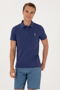 Tricou Polo Bărbați Albastru Indigo cu Logo Brodat