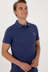 Tricou Polo Bărbați Albastru Indigo cu Logo Brodat