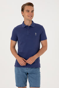 Tricou Polo Bărbați Albastru Indigo cu Logo Brodat