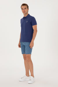 Tricou Polo Bărbați Albastru Indigo cu Logo Brodat