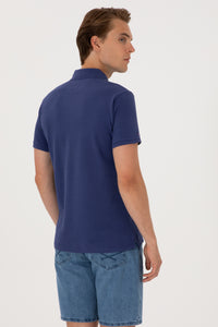 Tricou Polo Bărbați Albastru Indigo cu Logo Brodat