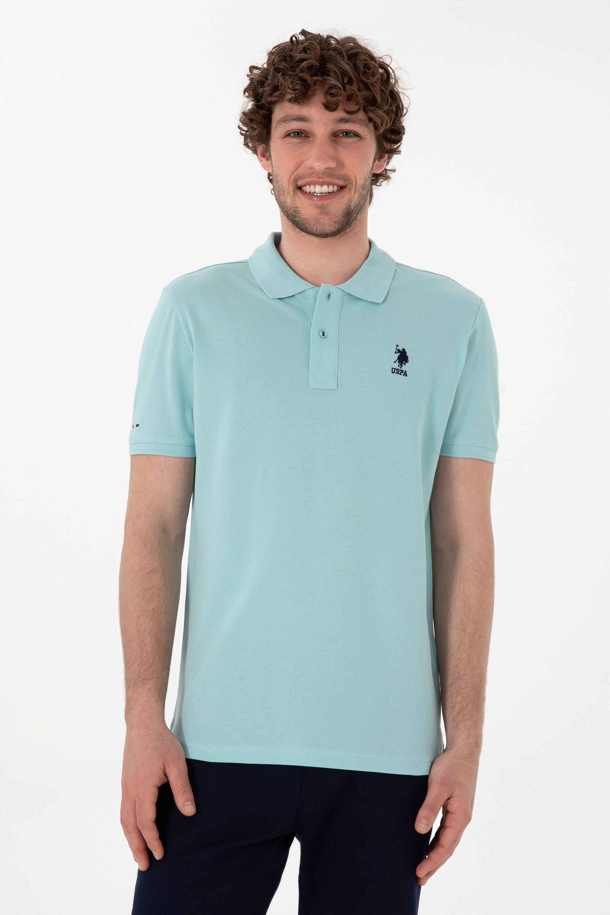 Tricou Polo Bărbați Pe Verde Mentă Deschis Cu Logo Brodat