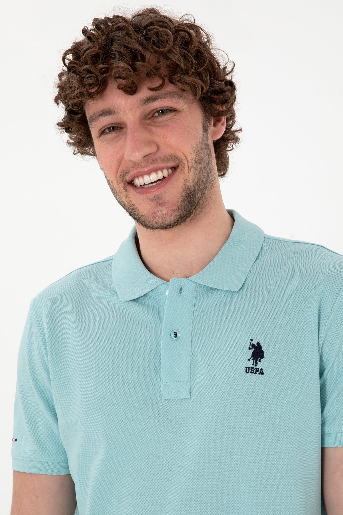 Tricou Polo Bărbați Pe Verde Mentă Deschis Cu Logo Brodat