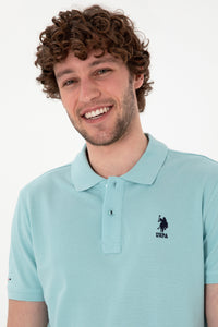 Tricou Polo Bărbați Pe Verde Mentă Deschis Cu Logo Brodat