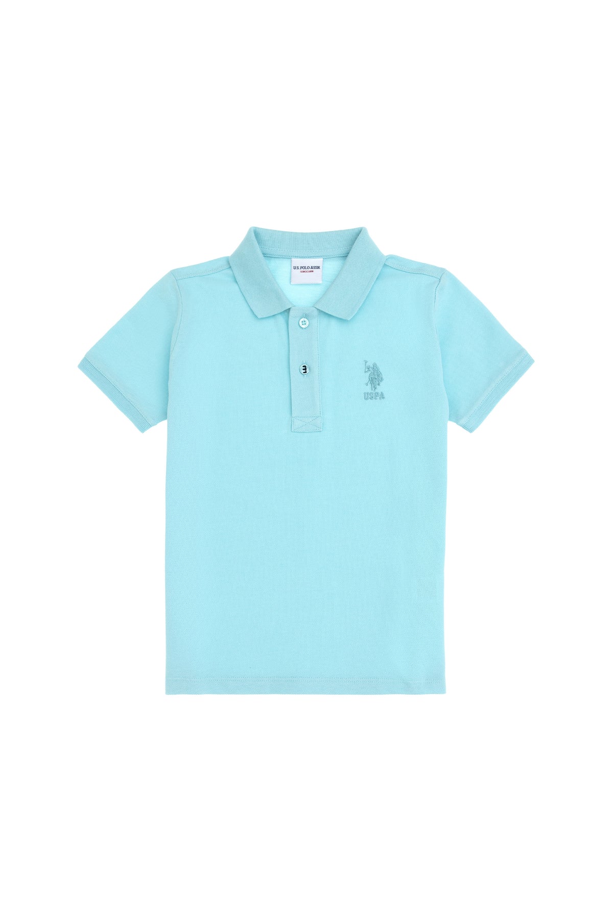 Tricou Polo Băieți Pe Albastru Aqua Cu Logo Brodat