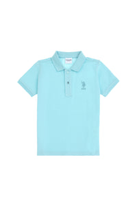 Tricou Polo Băieți Pe Albastru Aqua Cu Logo Brodat