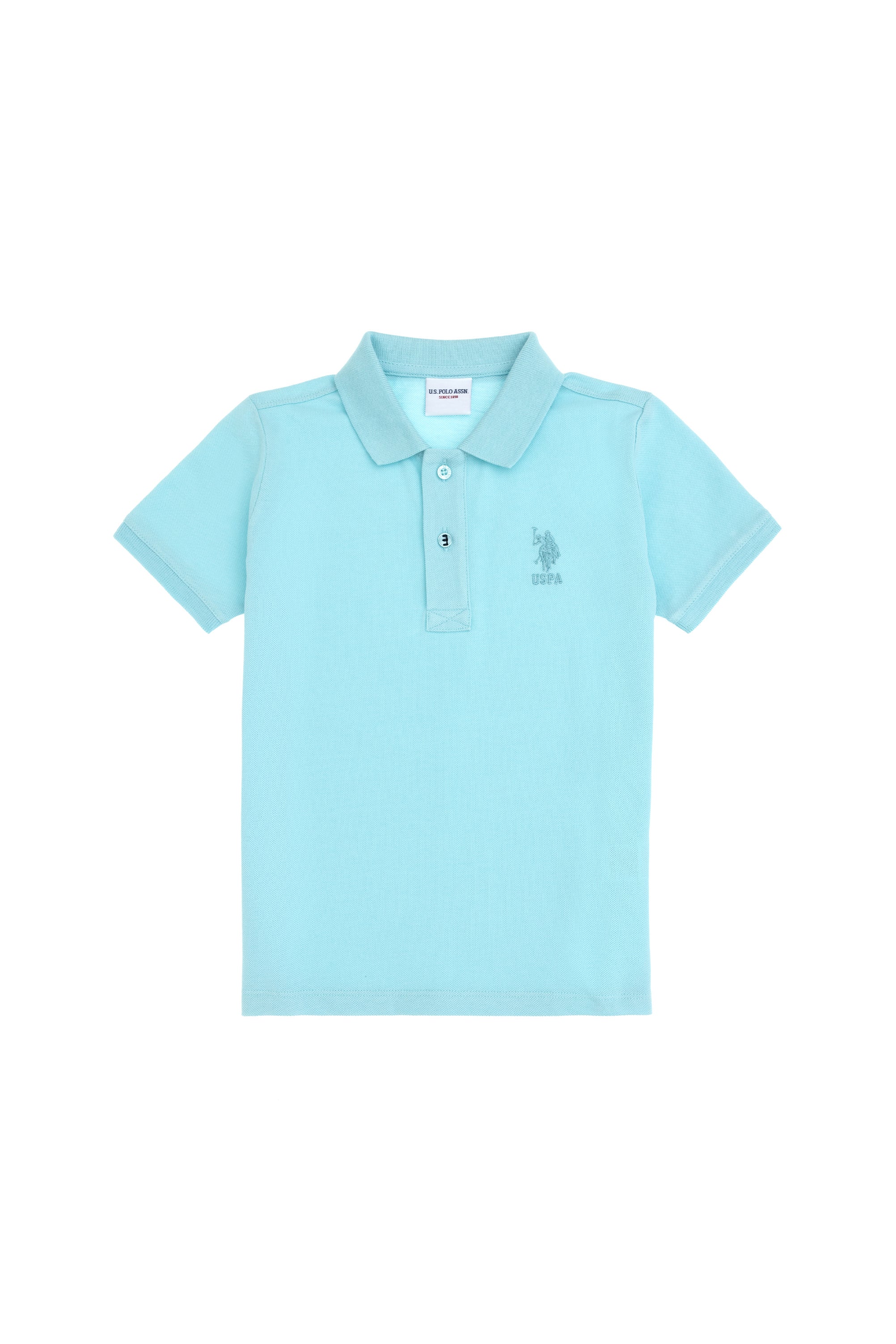 Tricou Polo Băieți Pe Albastru Aqua Cu Logo Brodat