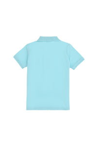 Tricou Polo Băieți Pe Albastru Aqua Cu Logo Brodat