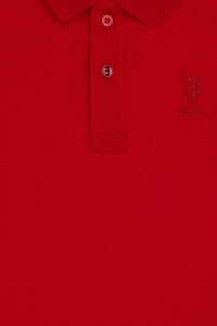 Tricou Polo Băieți Pe Roșu Cu Logo Brodat