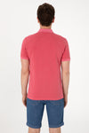 Tricou Polo Barbat Rosu cu Efect Decolorat