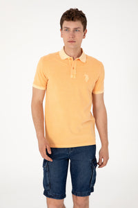 Tricou Polo Bărbați Portocaliu Deschis Cu Logo 
