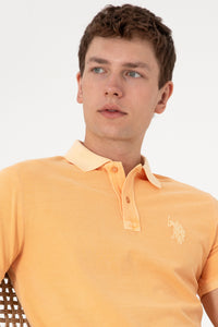 Tricou Polo Bărbați Portocaliu Deschis Cu Logo 