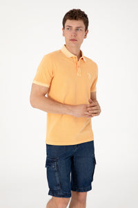 Tricou Polo Bărbați Portocaliu Deschis Cu Logo 