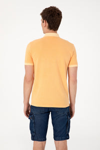 Tricou Polo Bărbați Portocaliu Deschis Cu Logo 