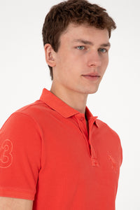 Tricou Polo Bărbați Rosu Aprins Cu Logo 