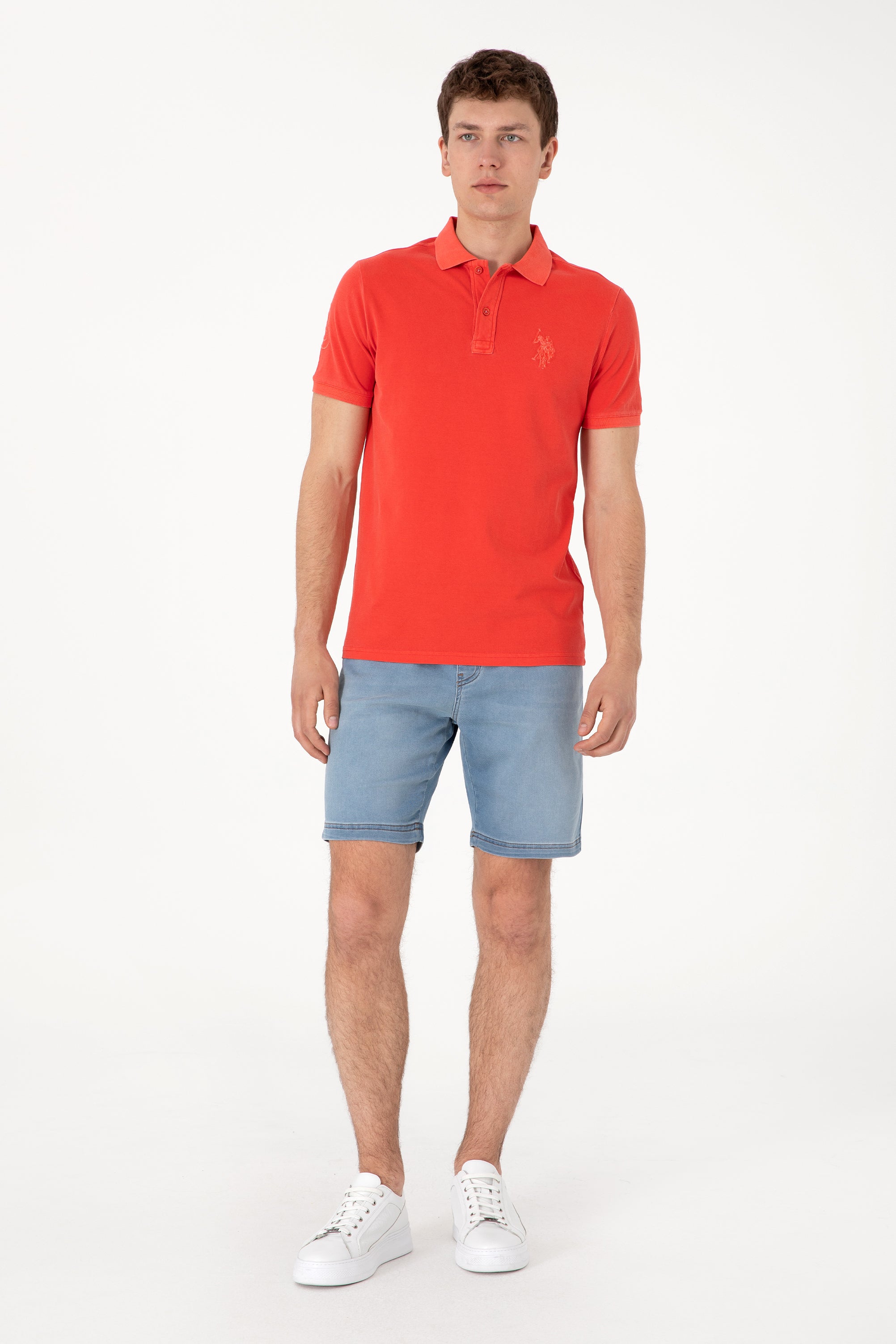 Tricou Polo Bărbați Rosu Aprins Cu Logo 