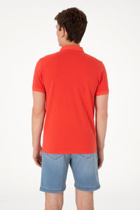 Tricou Polo Bărbați Rosu Aprins Cu Logo 