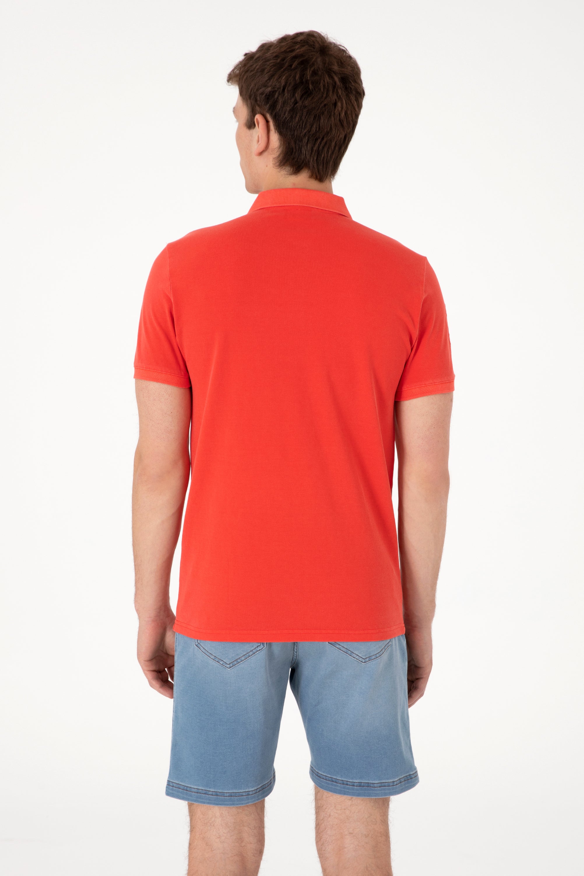 Tricou Polo Bărbați Rosu Aprins Cu Logo 