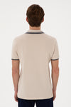 Tricou Polo Barbat Bej Cu Guler si Textura Speciale