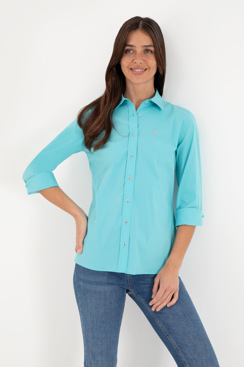 Camasa Dama Turcoaz cu Logo Discret