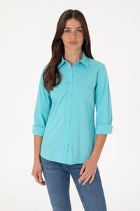 Camasa Dama Turcoaz cu Logo Discret