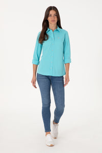 Camasa Dama Turcoaz cu Logo Discret