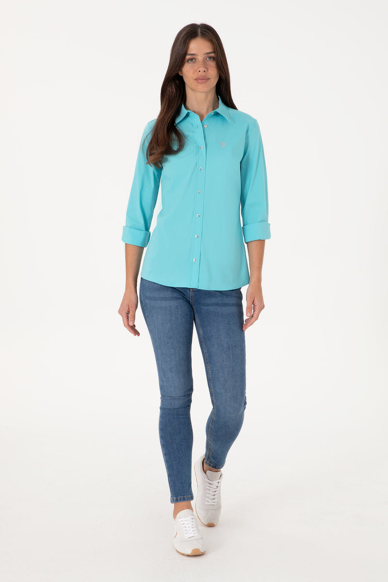 Camasa Dama Turcoaz cu Logo Discret