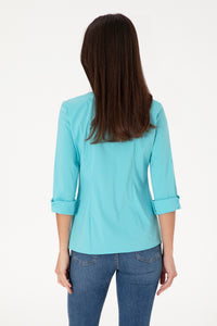 Camasa Dama Turcoaz cu Logo Discret