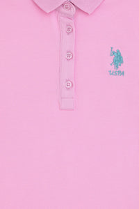 Tricou Polo Fată Pe Roz Cu Logo Brodat