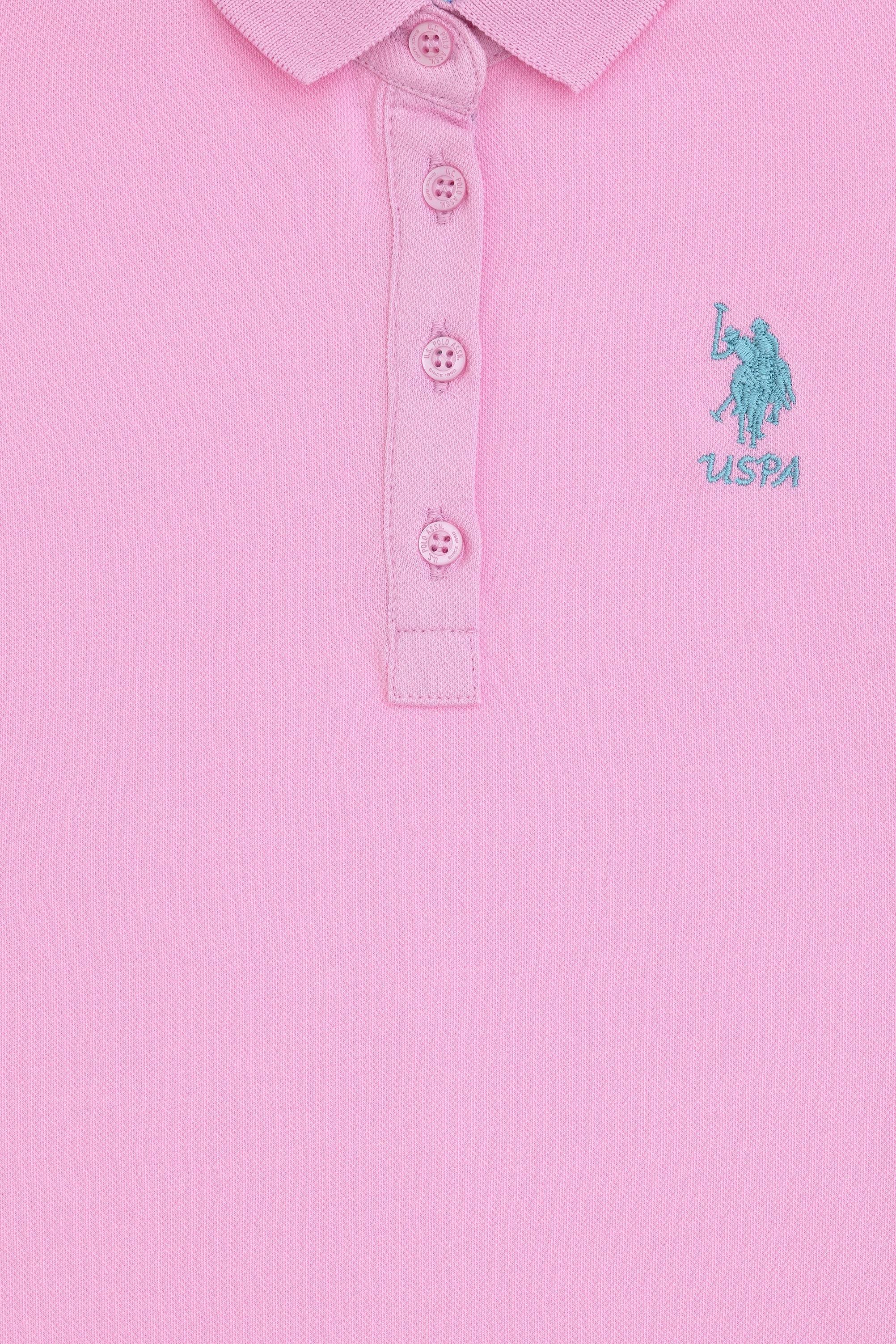 Tricou Polo Fată Pe Roz Cu Logo Brodat