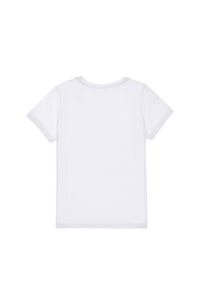 Tricou Fată Pe Alb Cu Guler Rotund Și Print USPA Pe Piept