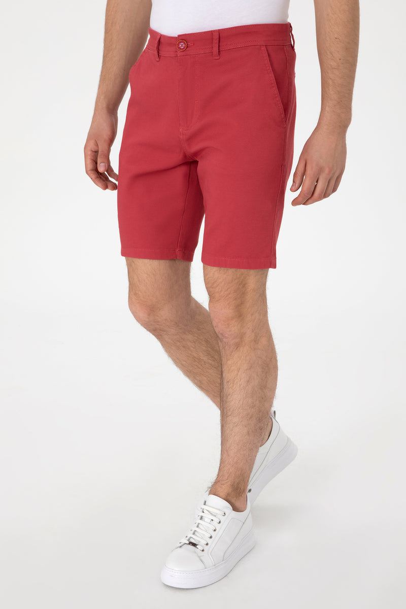 Pantaloni Scurti Barbat Caramiziu Cu Textura