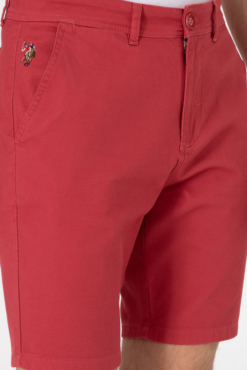 Pantaloni Scurti Barbat Caramiziu Cu Textura