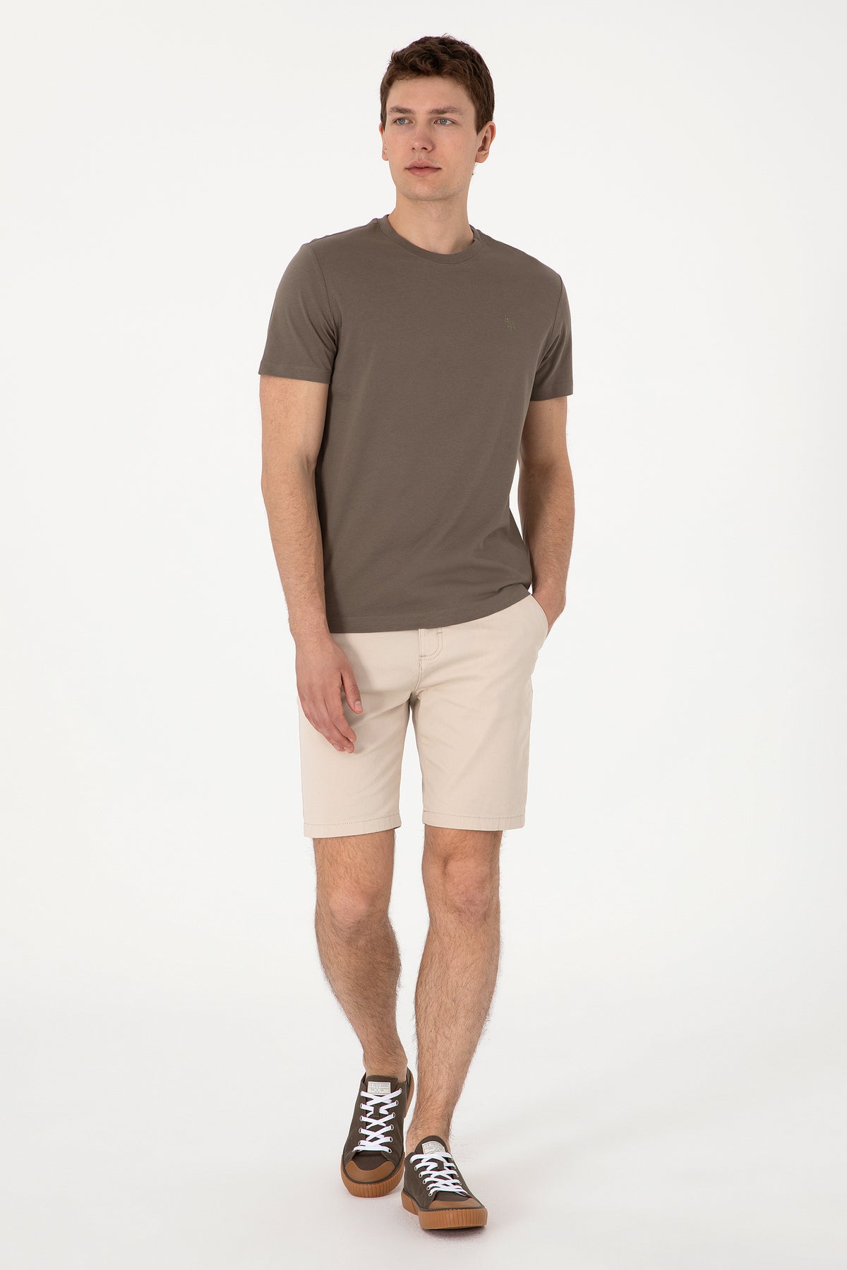 Pantaloni Scurti Barbat Bej Tip Capri