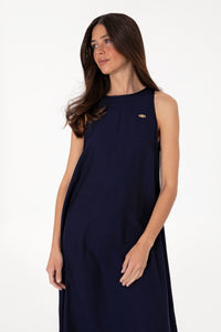 Rochie Lunga Dama Bleumarin Tesatura de Vara