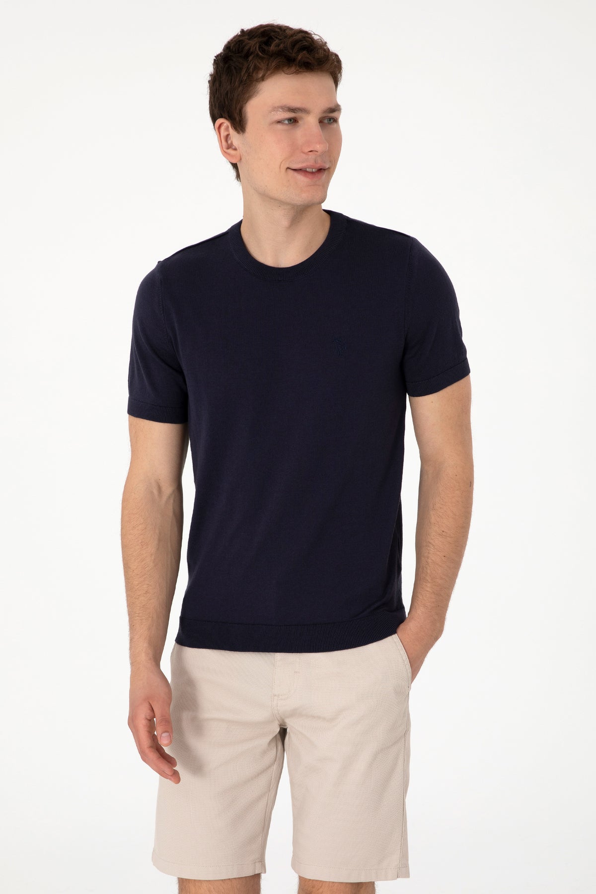 Tricou Bărbați Bleumarin Cu Țesătură Fină