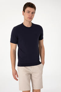 Tricou Bărbați Bleumarin Cu Țesătură Fină