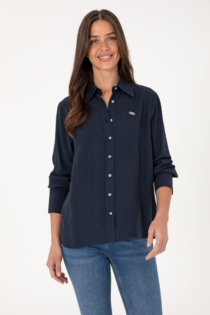 Camasa Dama Bleumarin cu Textura