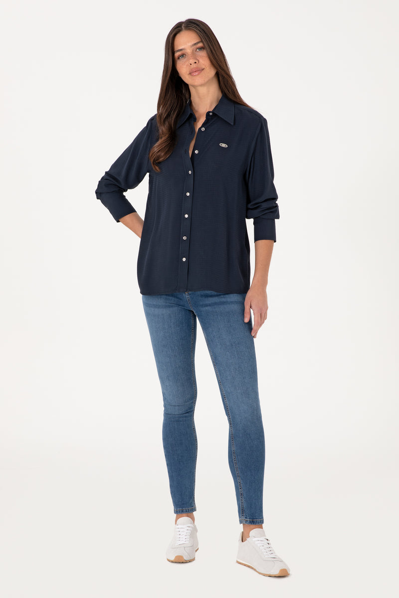 Camasa Dama Bleumarin cu Textura