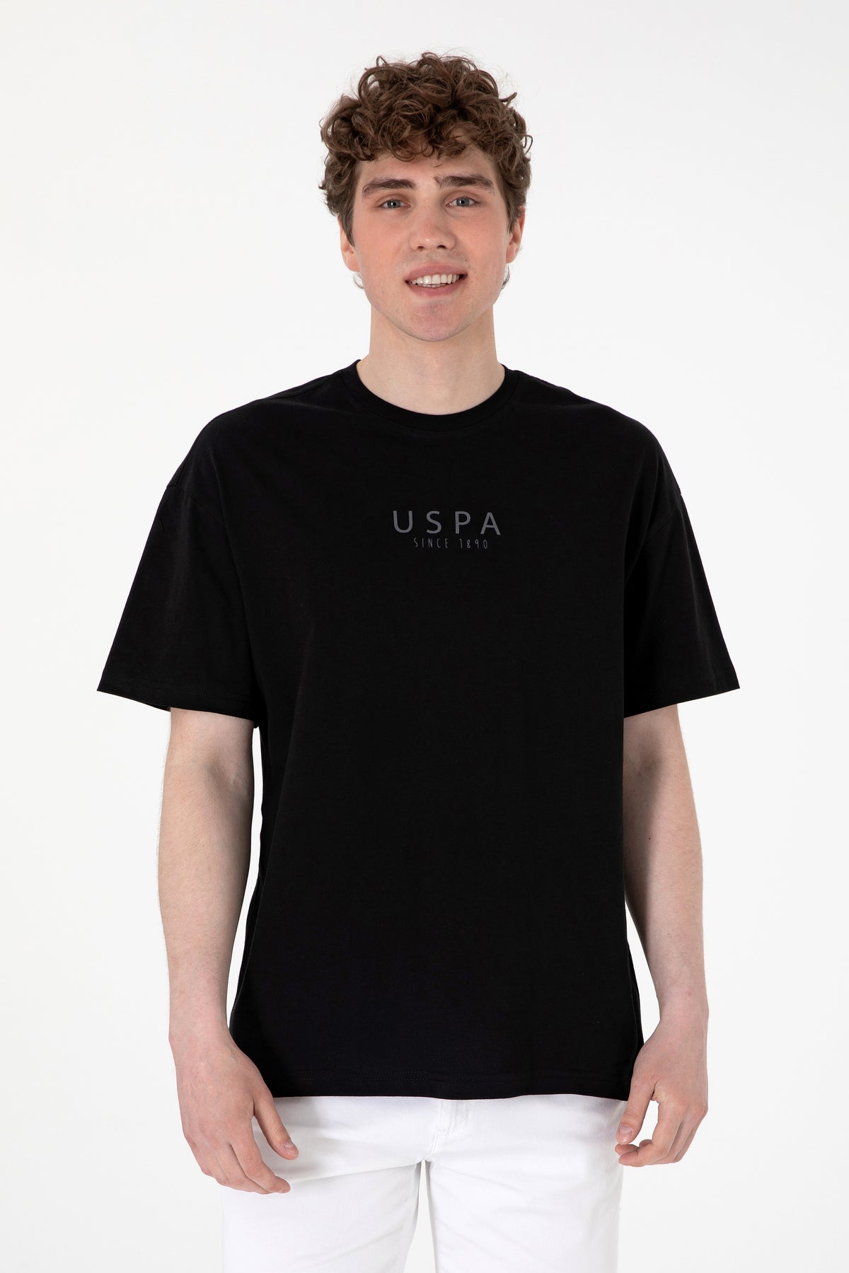 Tricou Barbat Negru Print USPA pe Piept