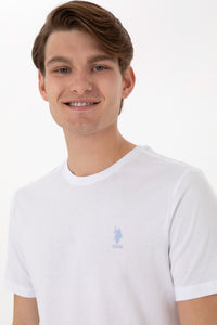 Tricou Barbat Alb Cu Guler Rotund Si Logo Aplicat