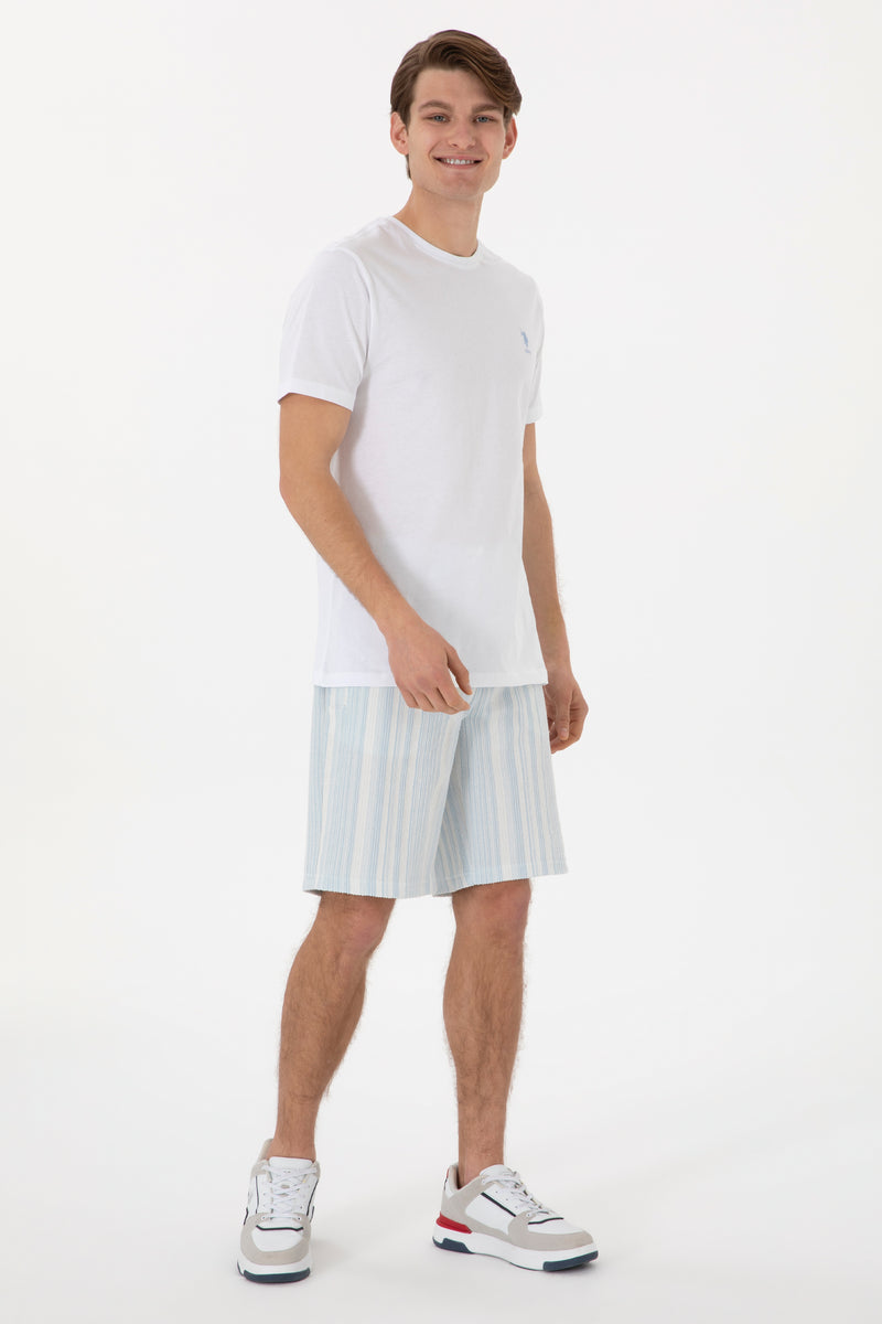 Tricou Barbat Alb Cu Guler Rotund Si Logo Aplicat